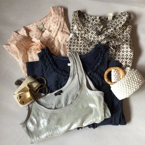 J. Crew Bundle of 6 Tops and Belts Sz S